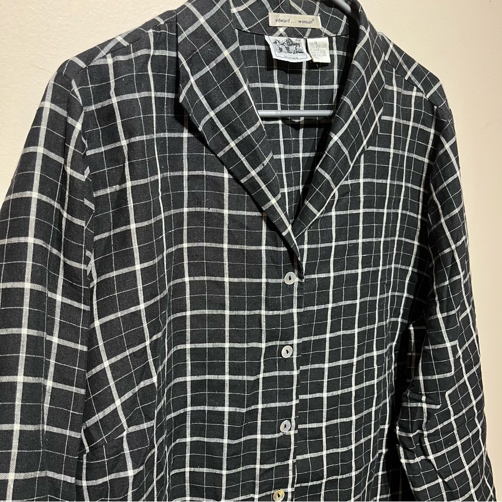 Irish Linen plaid blouse 1X